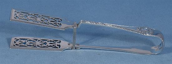 A pair of Edwardian silver asparagus tongs, Length 9 ¼”/232mm Weight 6oz/167grms